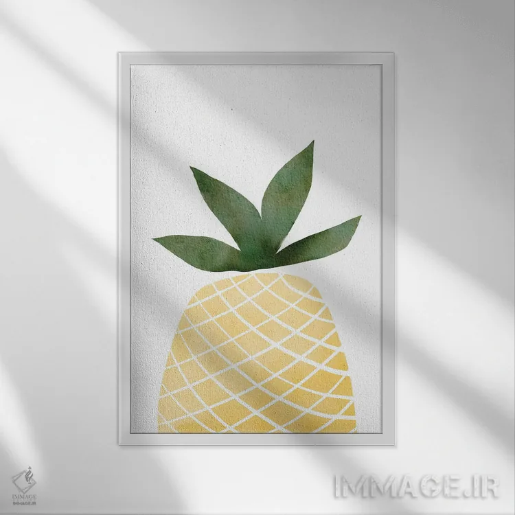 تابلو مینیمال آناناس اثر نیکی - نمای قابدار سفید