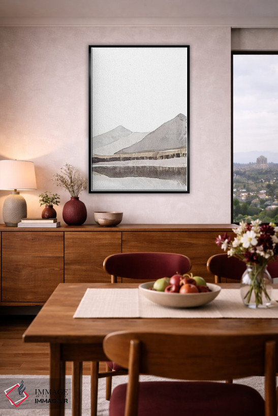 تابلو مینیمال کوهستان تک رنگ اثر نیکی - D5B
