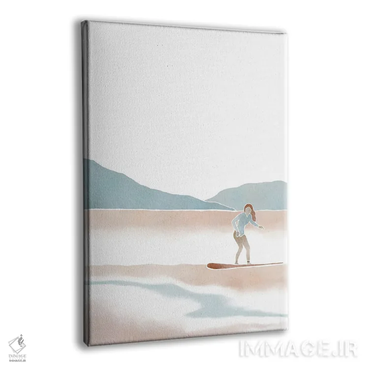 تابلو مینیمال زن موج سوار اثر نیکی - نمای پرسپکتیو محصول