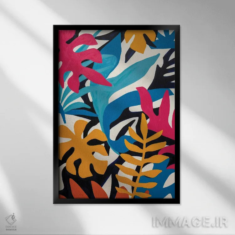 تابلو انتزاعی انتزاعی گرمسیری اثر نیکی - نمای قابدار مشکی