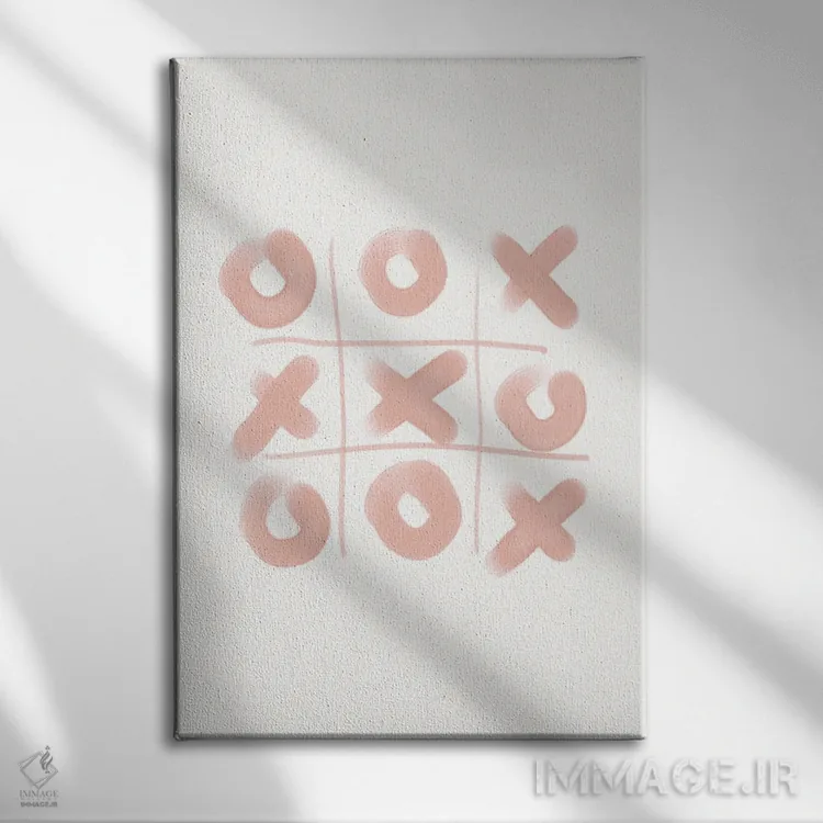 تابلو مینیمال XO اثر نیکی - نمای روبهرو روی دیوار