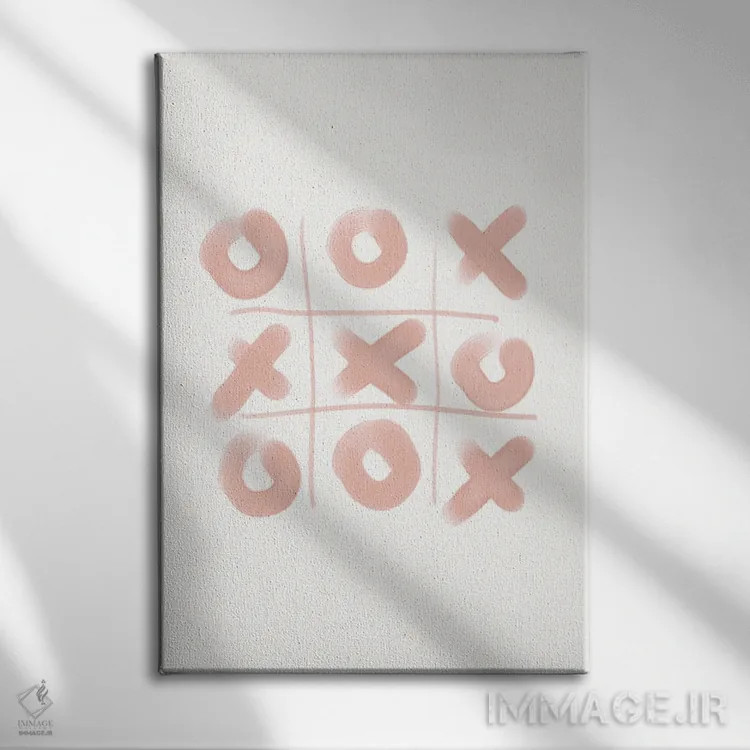 تابلو مینیمال XO اثر نیکی - نمای روبهرو روی دیوار