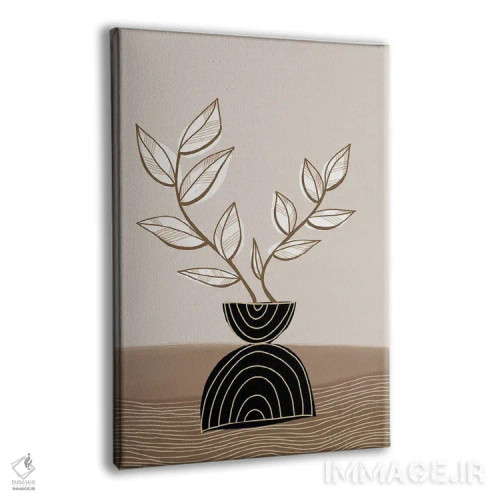 تابلو مینیمال گیاه گلدانی مشکی اثر نیکی - نمای پرسپکتیو محصول