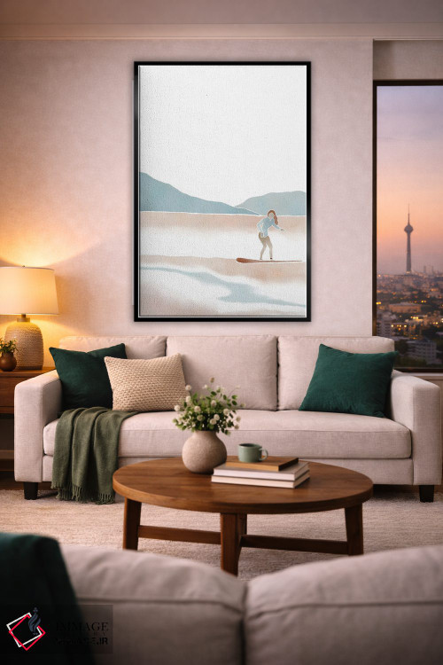 تابلو مینیمال زن موج سوار اثر نیکی - D2B