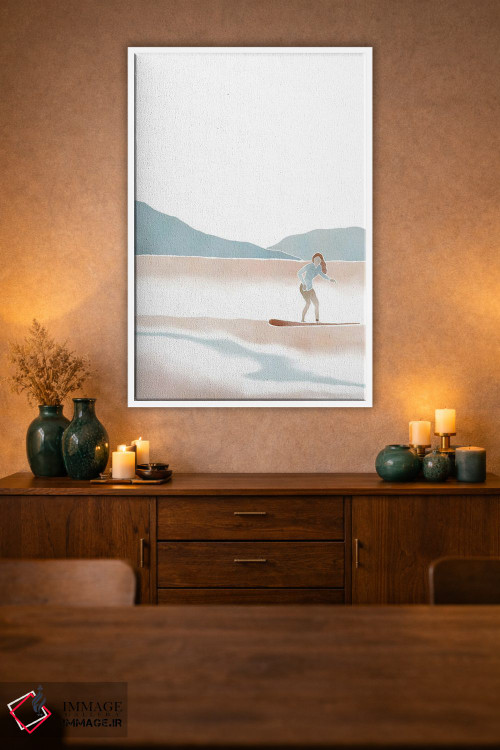 تابلو مینیمال زن موج سوار اثر نیکی - D1W