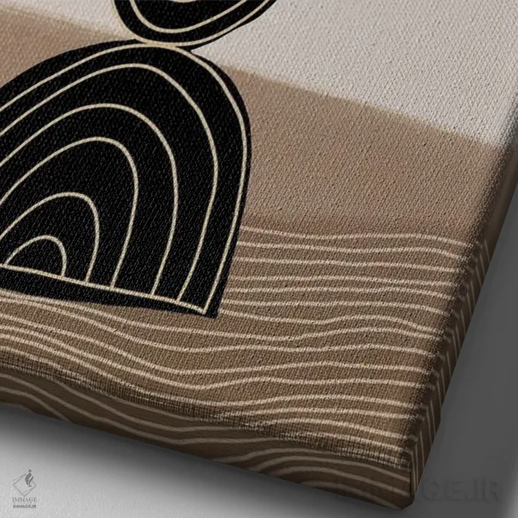 تابلو مینیمال گیاه گلدانی مشکی اثر نیکی - نمای نزدیک بافت بوم