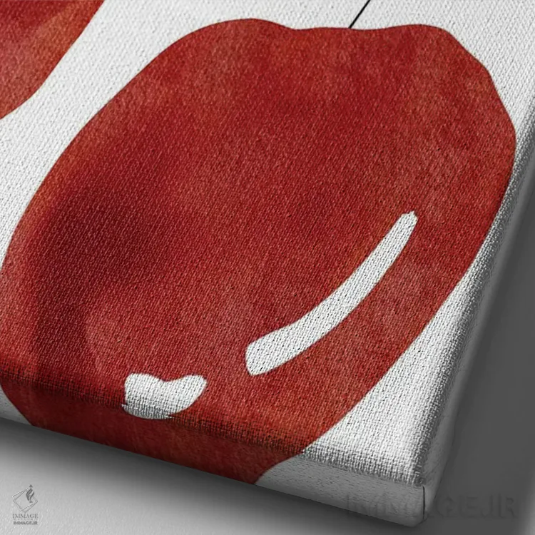 تابلو مینیمال آلبالو اثر نیکی - نمای نزدیک بافت بوم