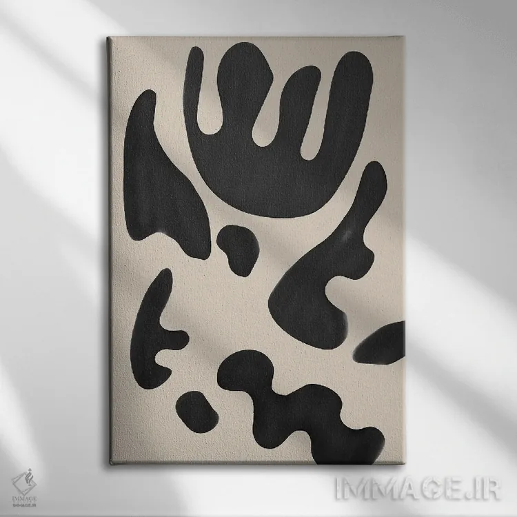 تابلو مینیمال فرم آزاد انتزاعی اثر نیکی - نمای روبهرو روی دیوار