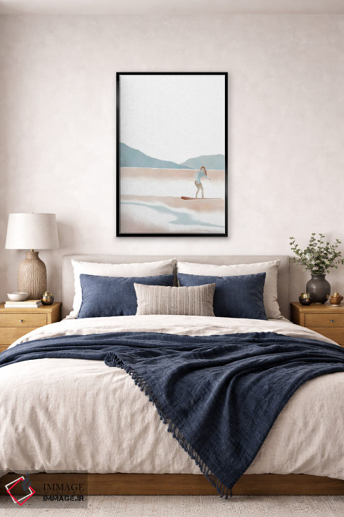 تابلو مینیمال زن موج سوار اثر نیکی - D6B