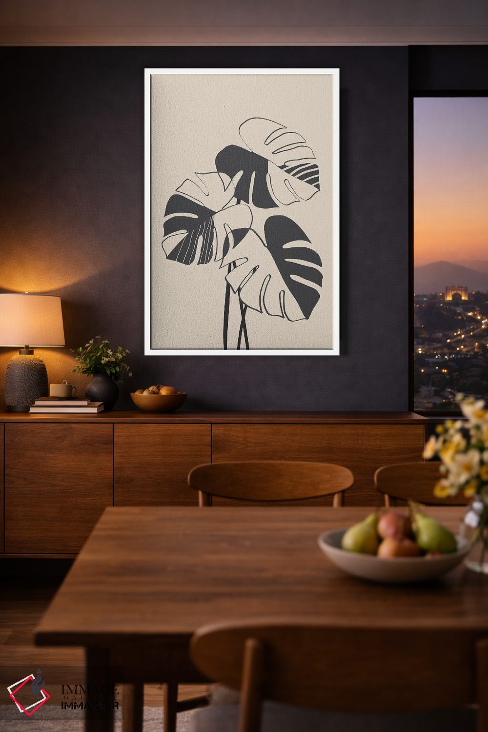 تابلو مینیمال گیاهان مونسترا مشکی اثر نیکی - D3W