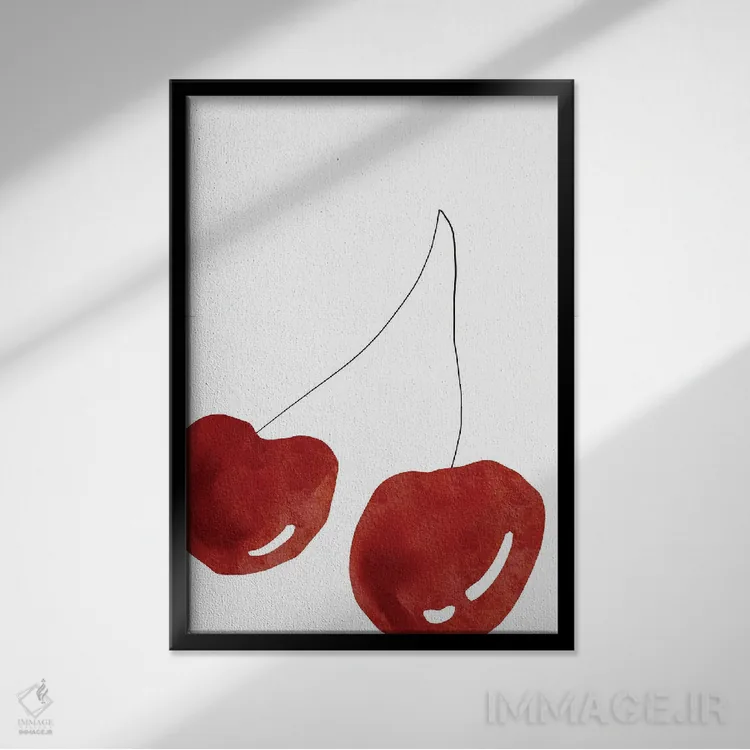 تابلو مینیمال آلبالو اثر نیکی - نمای قابدار مشکی