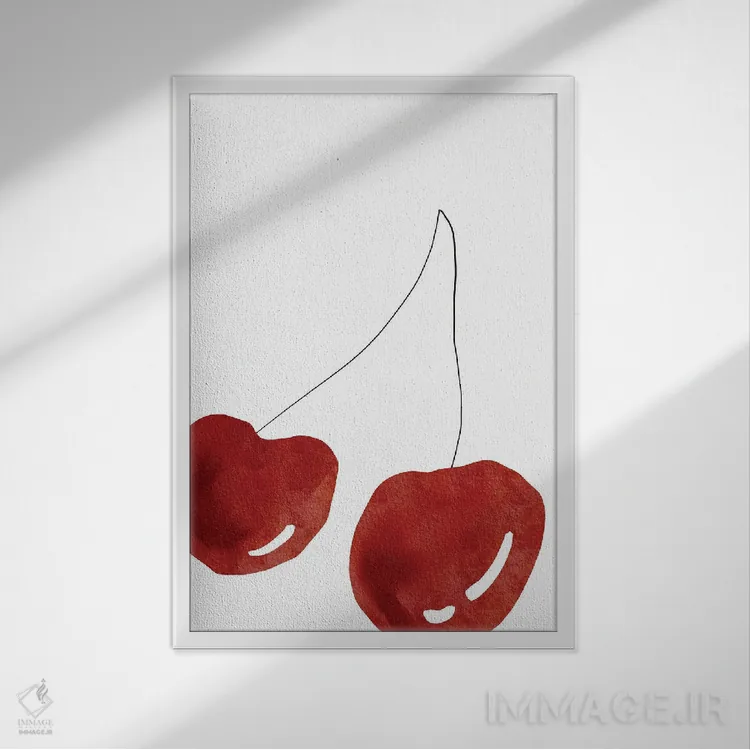 تابلو مینیمال آلبالو اثر نیکی - نمای قابدار سفید