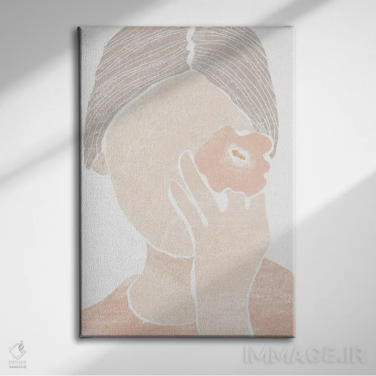 تابلو مینیمال پرتره زنانه اثر نیکی - نمای روبهرو روی دیوار