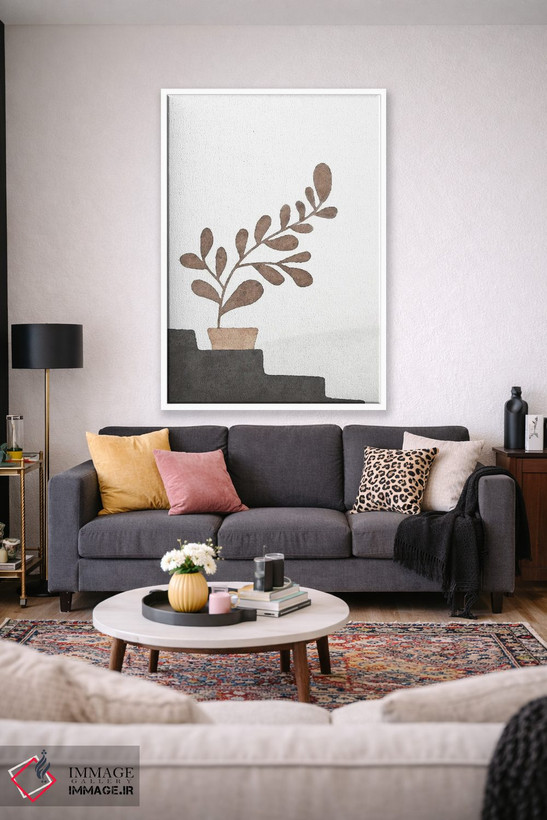 تابلو مینیمال برگ بژ اثر نیکی - D1W