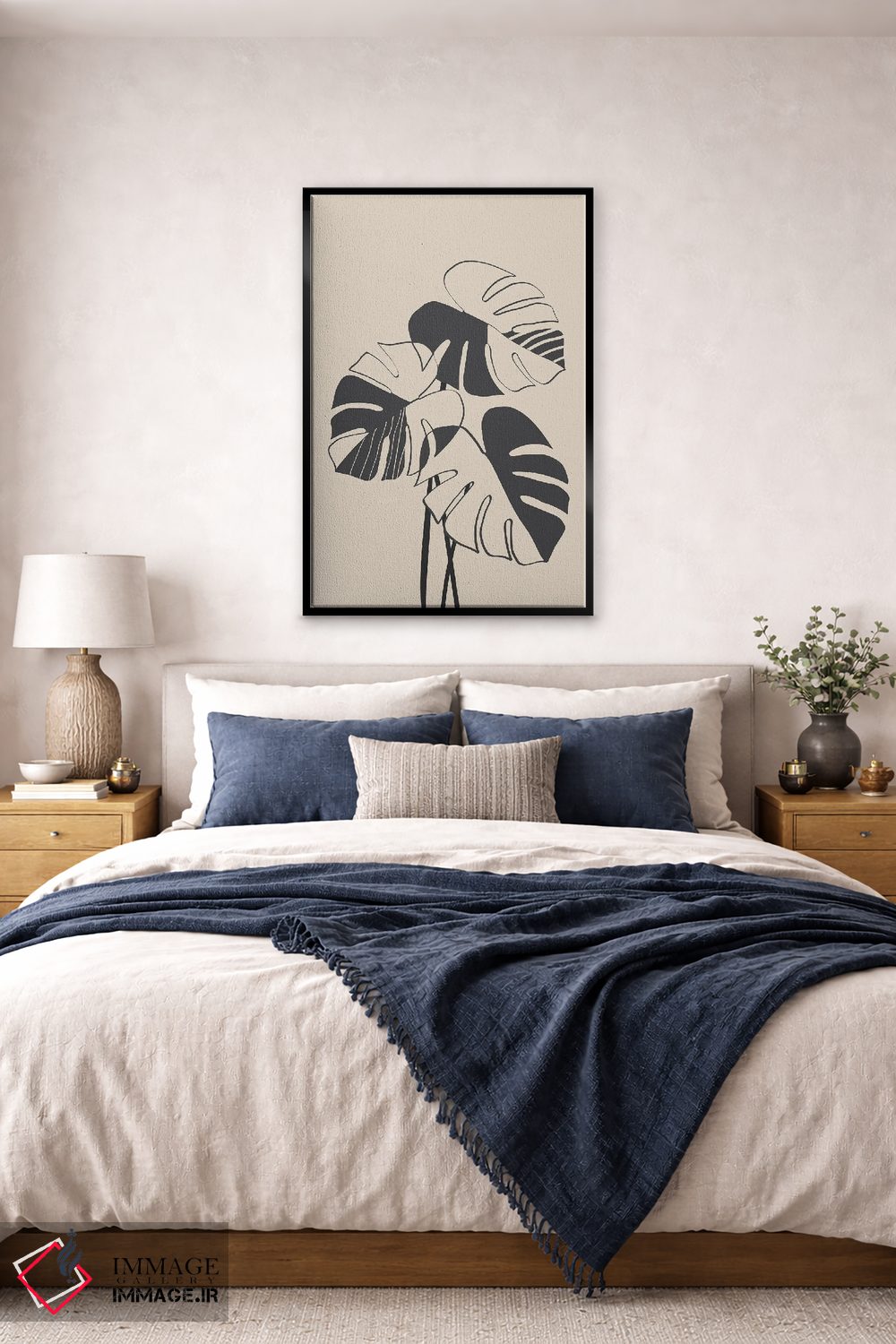 تابلو مینیمال گیاهان مونسترا مشکی اثر نیکی - D6B