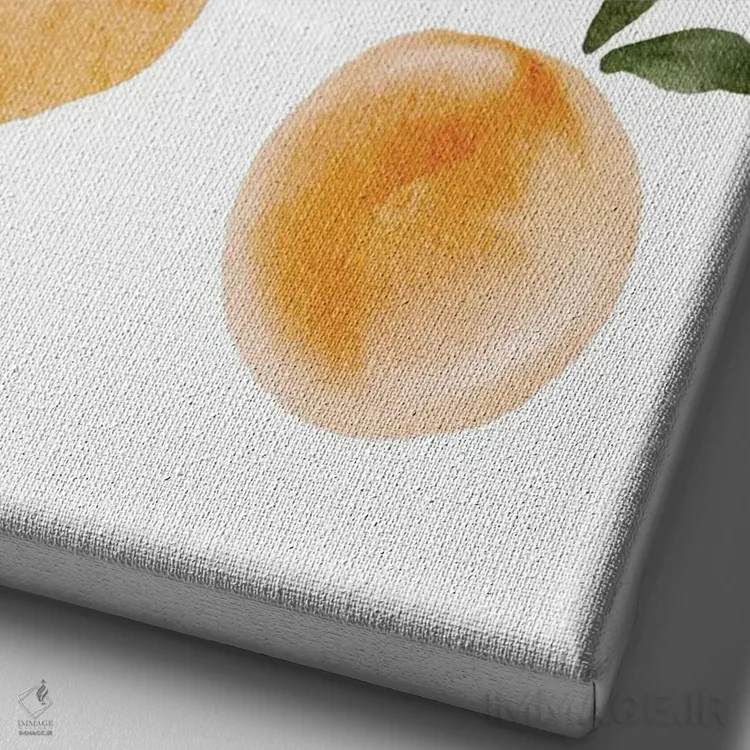 تابلو مینیمال پرتقال ها اثر نیکی - نمای نزدیک بافت بوم