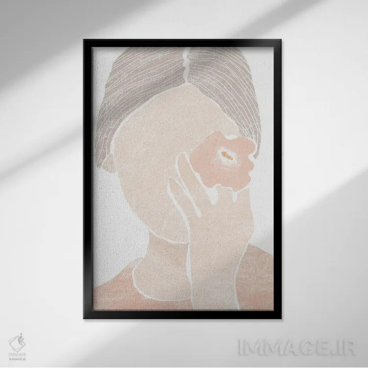 تابلو مینیمال پرتره زنانه اثر نیکی - نمای قابدار مشکی