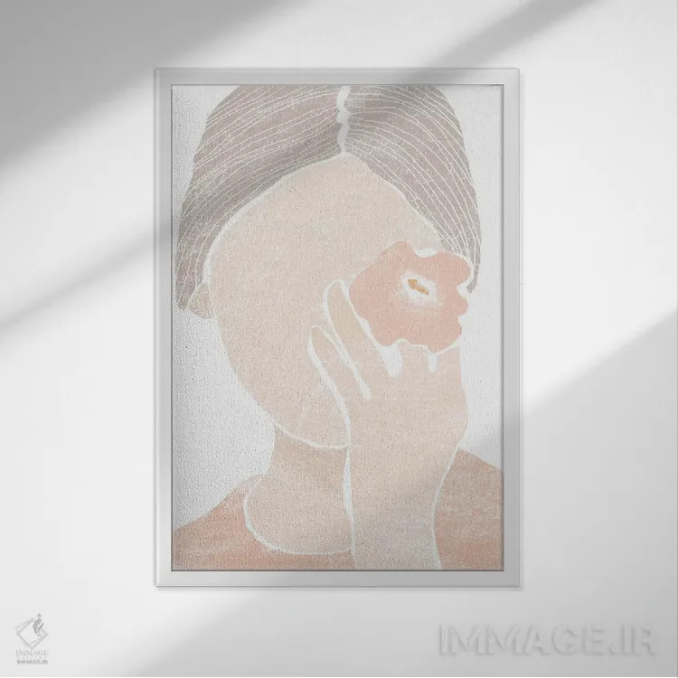 تابلو مینیمال پرتره زنانه اثر نیکی - نمای قابدار سفید