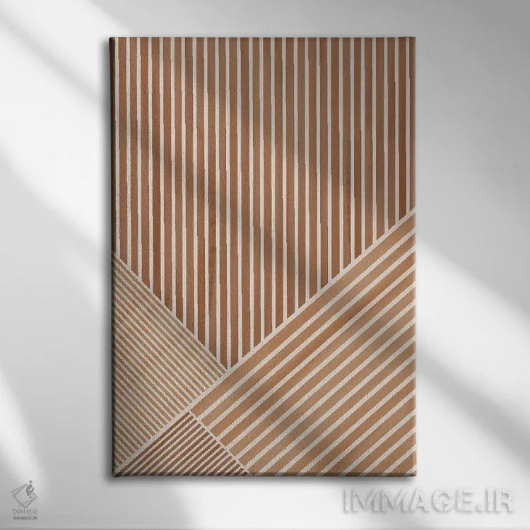 تابلو مینیمال خطوط تراکوتا اثر نیکی - نمای روبهرو روی دیوار
