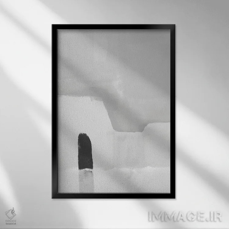 تابلو مینیمال معماری خاکستری اثر نیکی - نمای قابدار مشکی