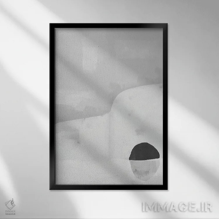 تابلو مینیمال هنر معماری خاکستری اثر نیکی - نمای قابدار مشکی