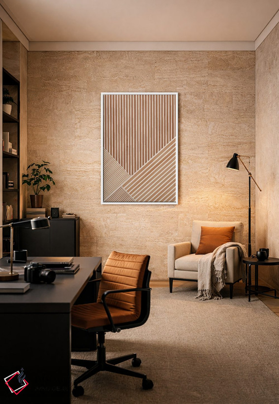 تابلو مینیمال خطوط تراکوتا اثر نیکی - D6W
