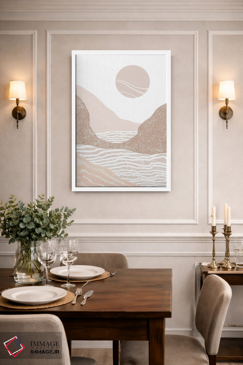 تابلو مینیمال طلوع آفتاب کنار ساحل اثر نیکی - D1W