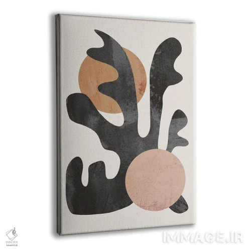 تابلو مینیمال مرجان بژ و مشکی اثر نیکی - نمای پرسپکتیو محصول