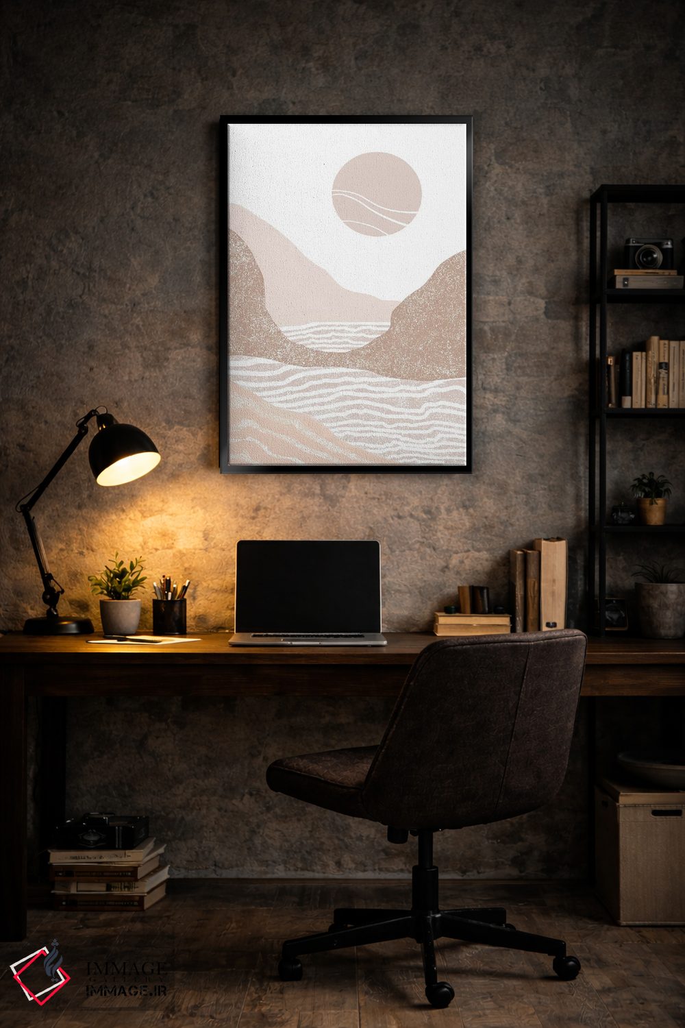 تابلو مینیمال طلوع آفتاب کنار ساحل اثر نیکی - D6B