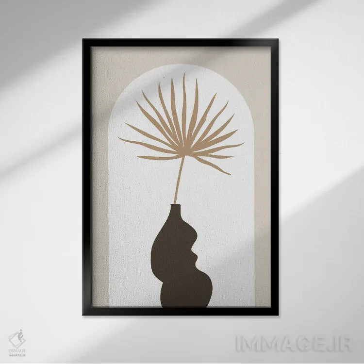 تابلو مینیمال گیاه گرمسیری اثر نیکی - نمای قابدار مشکی