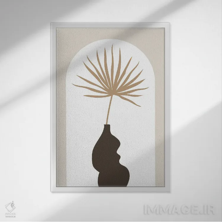 تابلو مینیمال گیاه گرمسیری اثر نیکی - نمای قابدار سفید