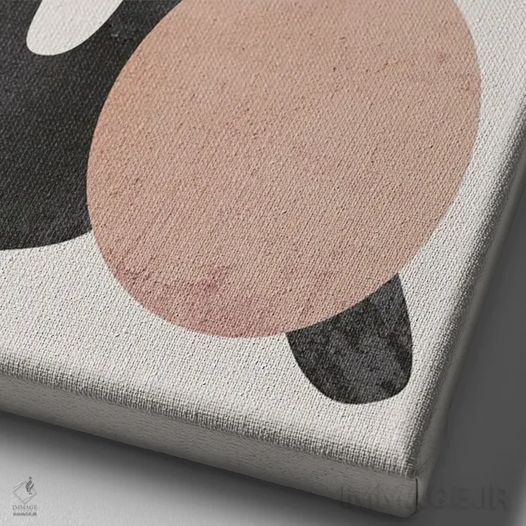 تابلو مینیمال مرجان بژ و مشکی اثر نیکی - نمای نزدیک بافت بوم