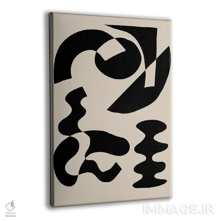 تابلو مینیمال اشکال هندسی بژ و مشکی اثر نیکی - نمای پرسپکتیو محصول