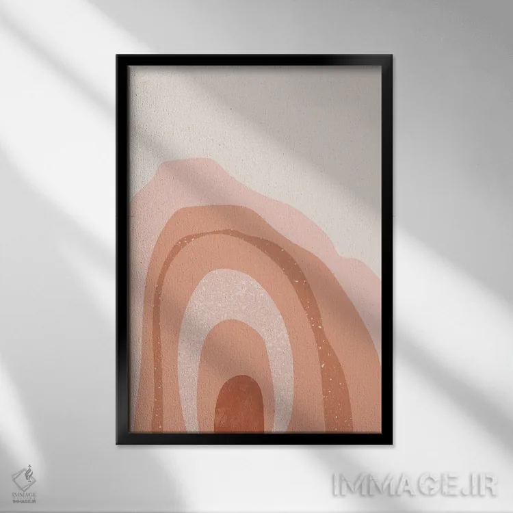 تابلو مینیمال کوه صورتی اثر نیکی - نمای قابدار مشکی