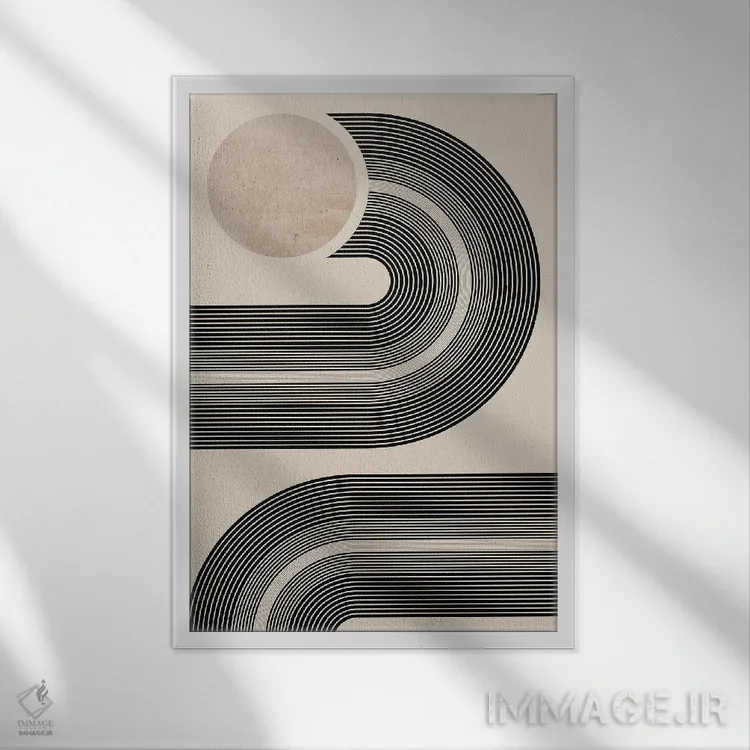 تابلو مینیمال خط سیاه اثر نیکی - نمای قابدار سفید