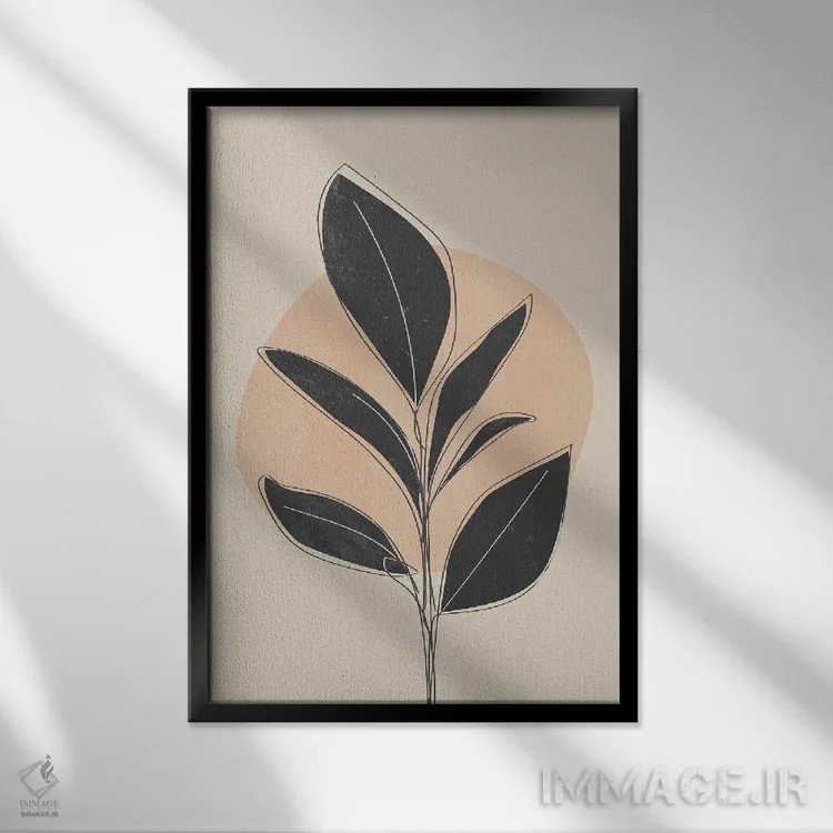تابلو مینیمال گیاه استوایی سیاه اثر نیکی - نمای قابدار مشکی