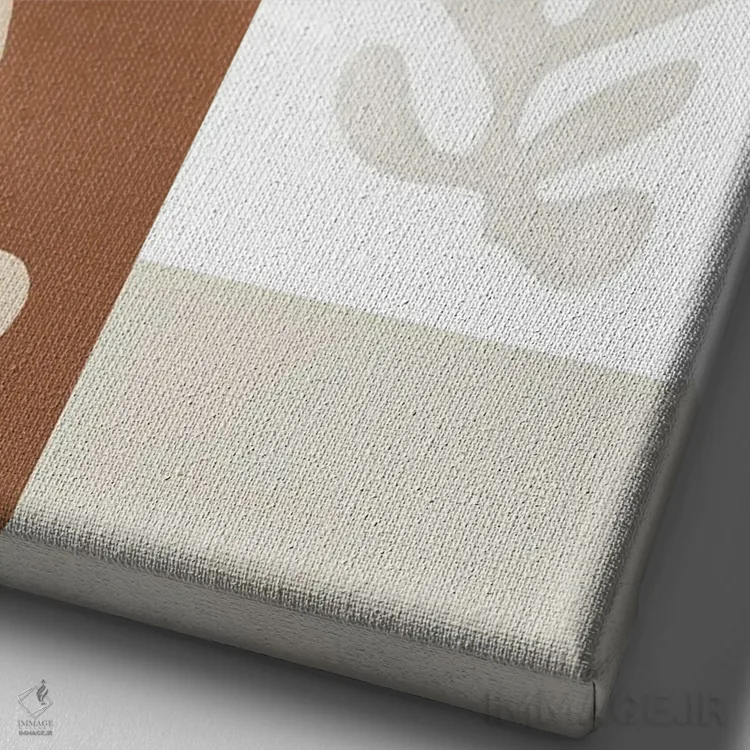 تابلو مینیمال صخره مرجانی بژ اثر نیکی - نمای نزدیک بافت بوم