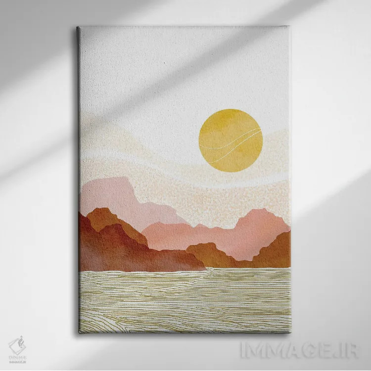 تابلو مینیمال جزایر غروب اثر نیکی - نمای روبهرو روی دیوار