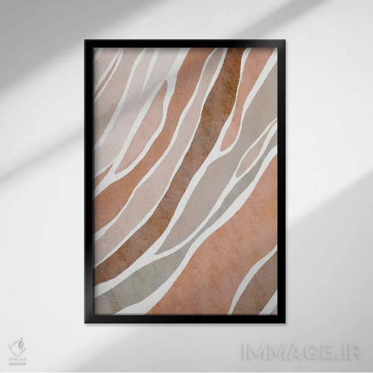 تابلو مینیمال طرح استتار پاستلی اثر نیکی - نمای قابدار مشکی