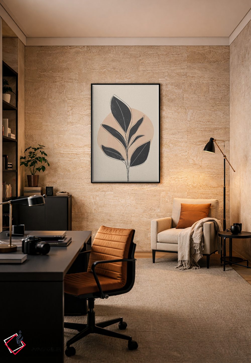 تابلو مینیمال گیاه استوایی سیاه اثر نیکی - D6B