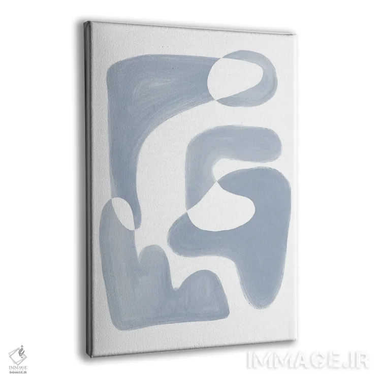 تابلو مینیمال شکل انتزاعی آبی اثر نیکی - نمای پرسپکتیو محصول