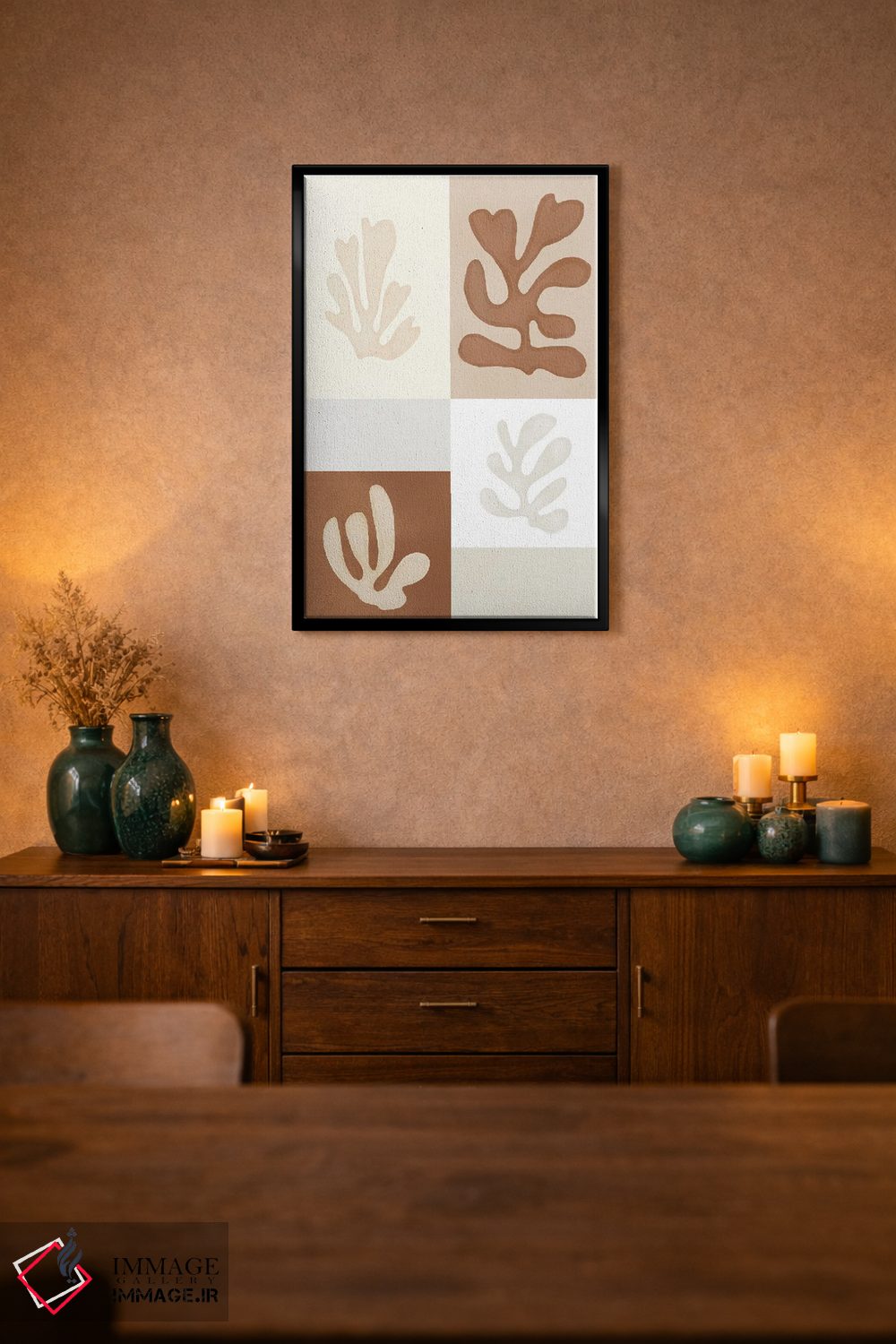 تابلو مینیمال صخره مرجانی بژ اثر نیکی - D2B