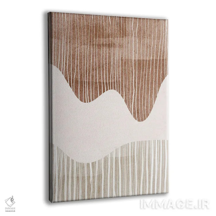 تابلو مینیمال شکل قهوه ای بژ اثر نیکی - نمای پرسپکتیو محصول