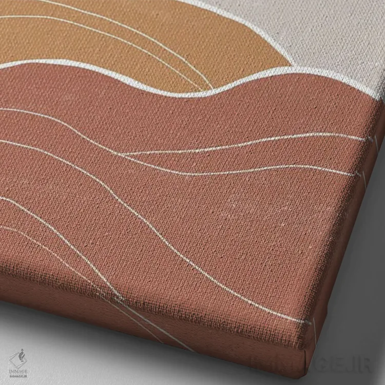 تابلو مینیمال منظره دریایی قهوه ای و خاکستری اثر نیکی - نمای نزدیک بافت بوم