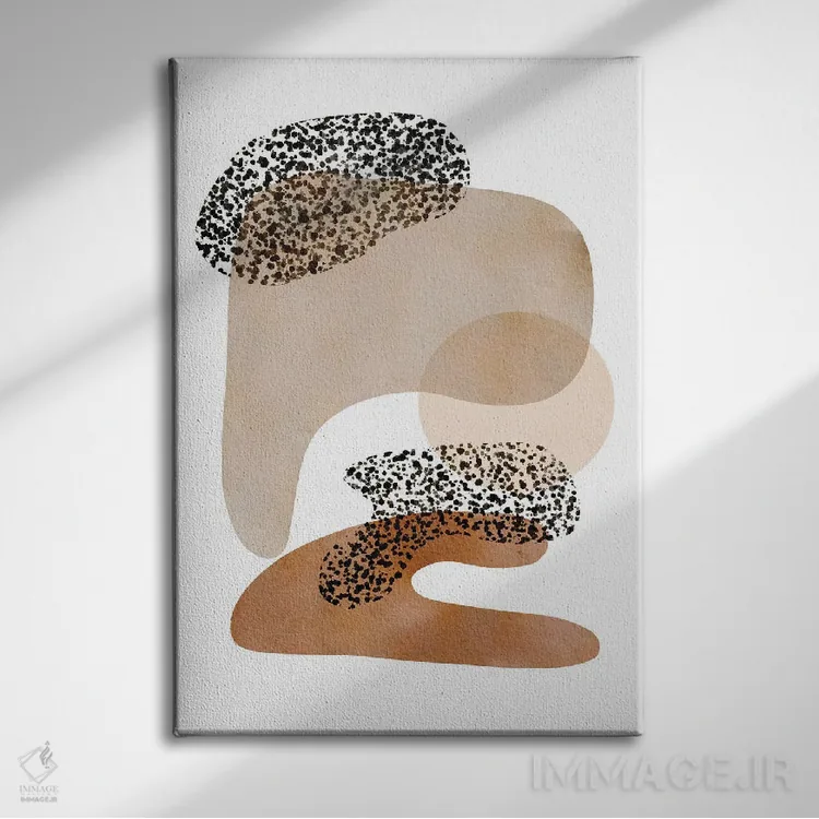 تابلو مینیمال سبک میانه قرن بژ و سیاه اثر نیکی - نمای روبهرو روی دیوار