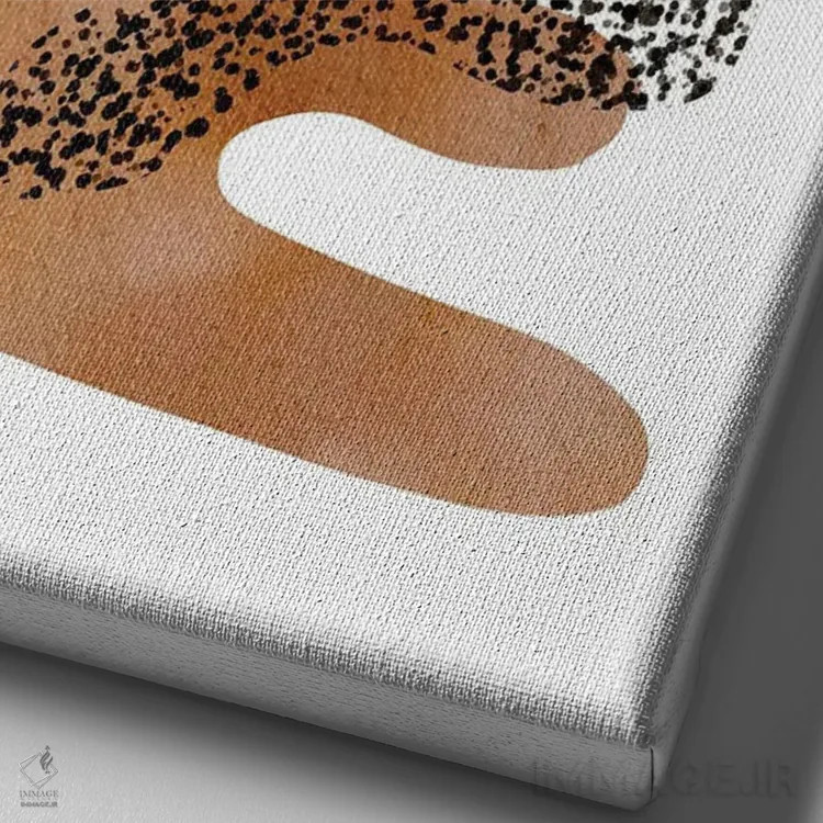 تابلو مینیمال سبک میانه قرن بژ و سیاه اثر نیکی - نمای نزدیک بافت بوم