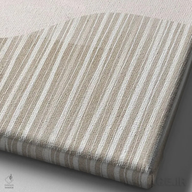 تابلو مینیمال شکل قهوه ای بژ اثر نیکی - نمای نزدیک بافت بوم