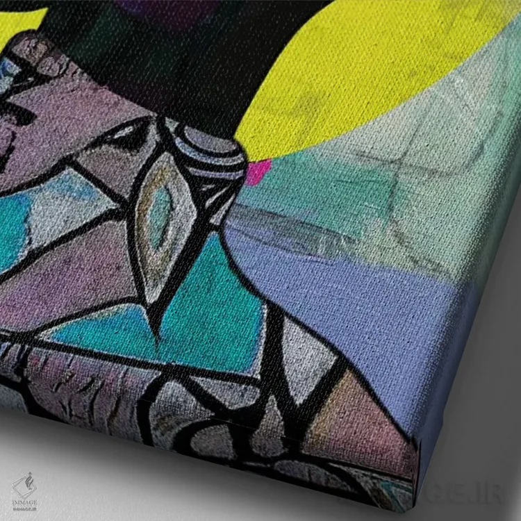 تابلو دکوراتیو او مانند خورشید است اثر نیکی چو - نمای نزدیک بافت بوم