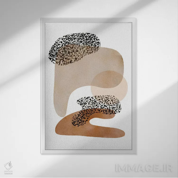 تابلو مینیمال سبک میانه قرن بژ و سیاه اثر نیکی - نمای قابدار سفید