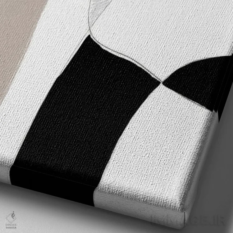 تابلو مینیمال خط سفید خاکستری اثر نیکی - نمای نزدیک بافت بوم